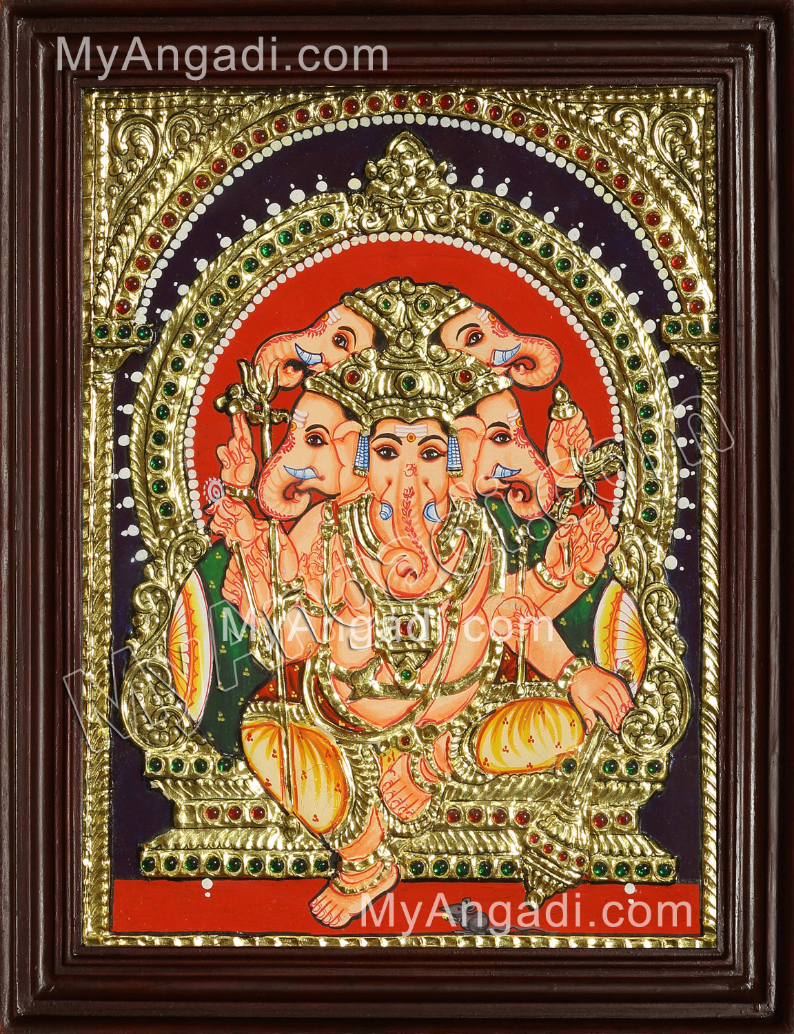 Panchamuga Ganesha Tanjore Painting