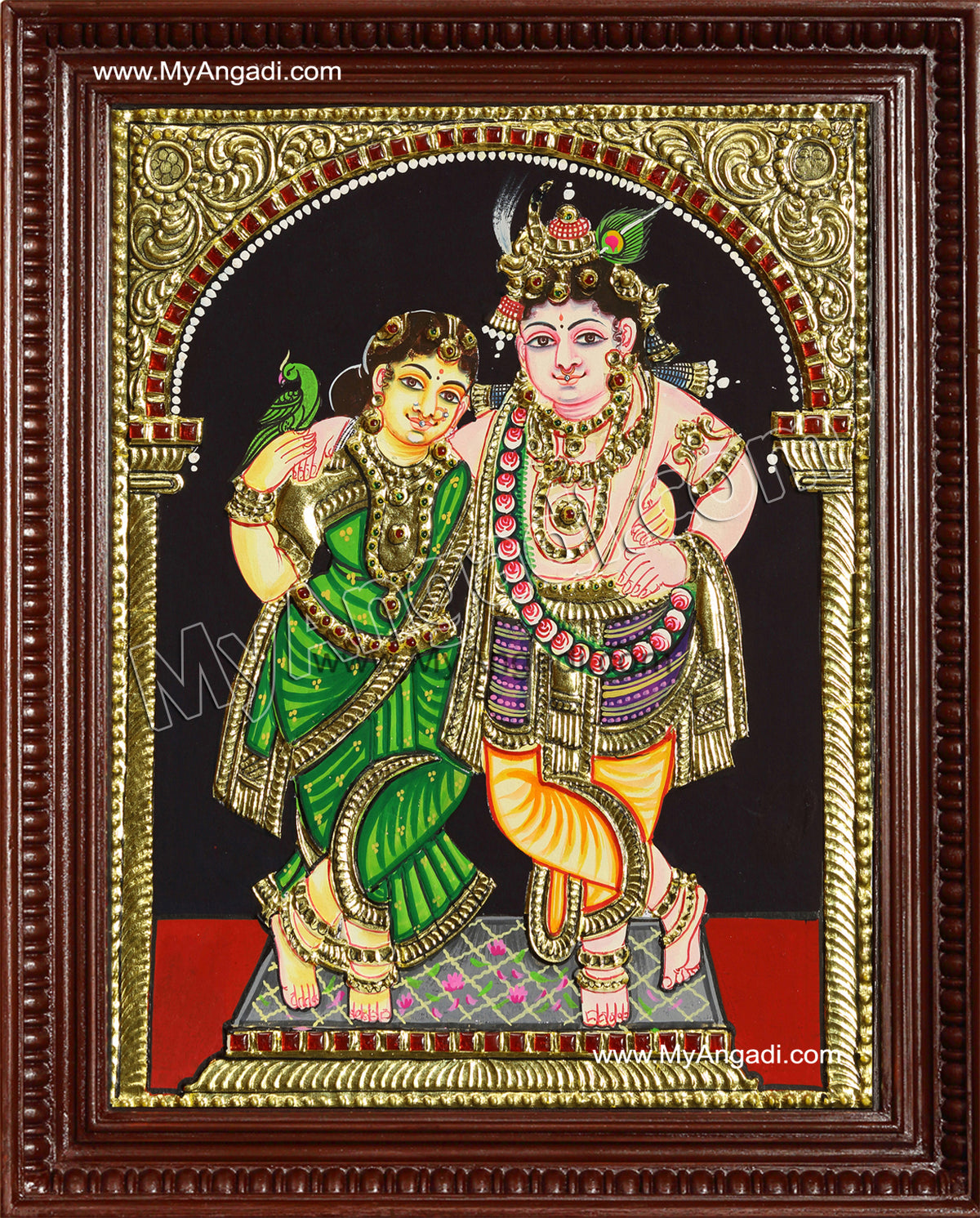 Krishna Rukmani Tanjore Painting