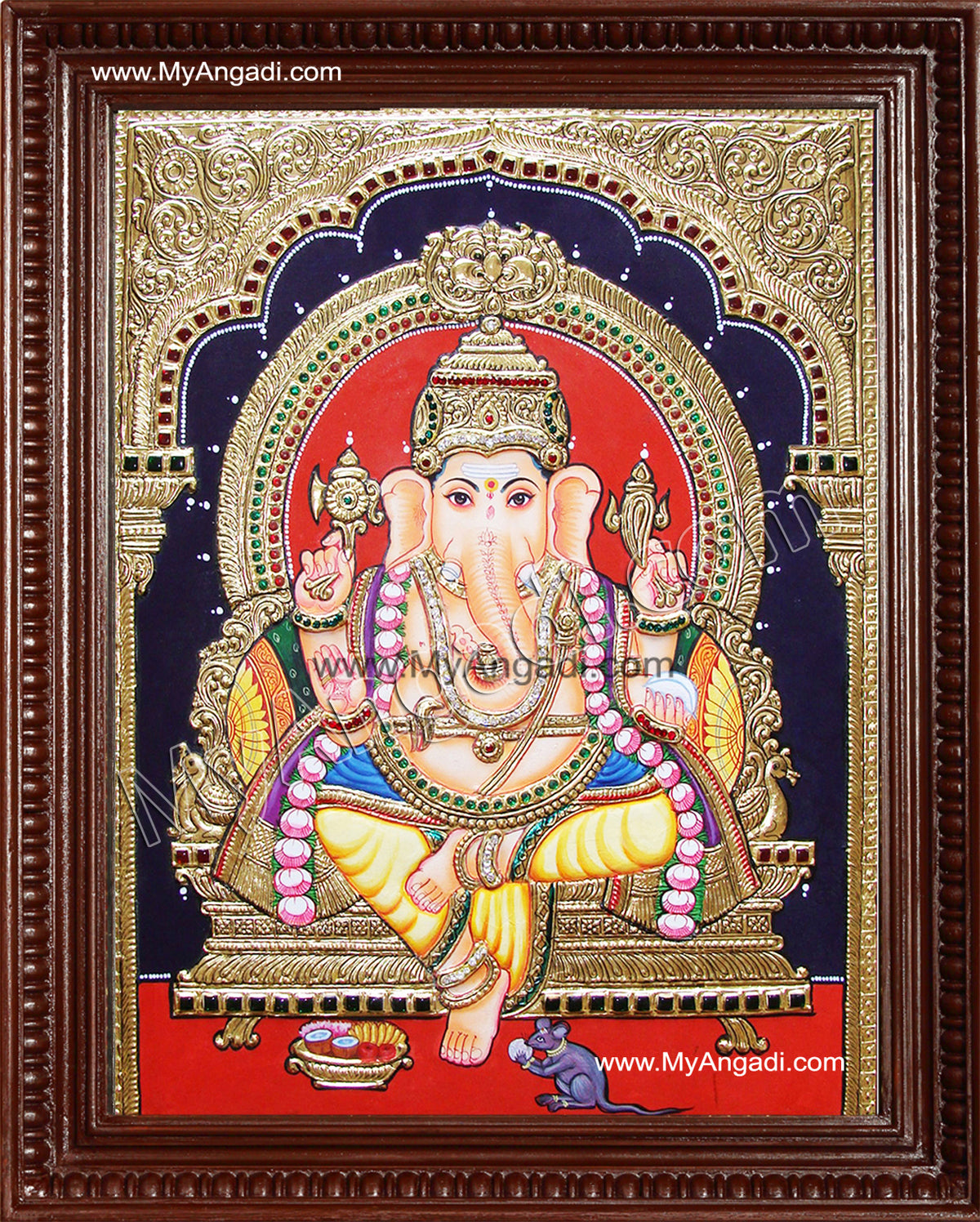 Yellow Dhoti Ganesha Tanjore Painting