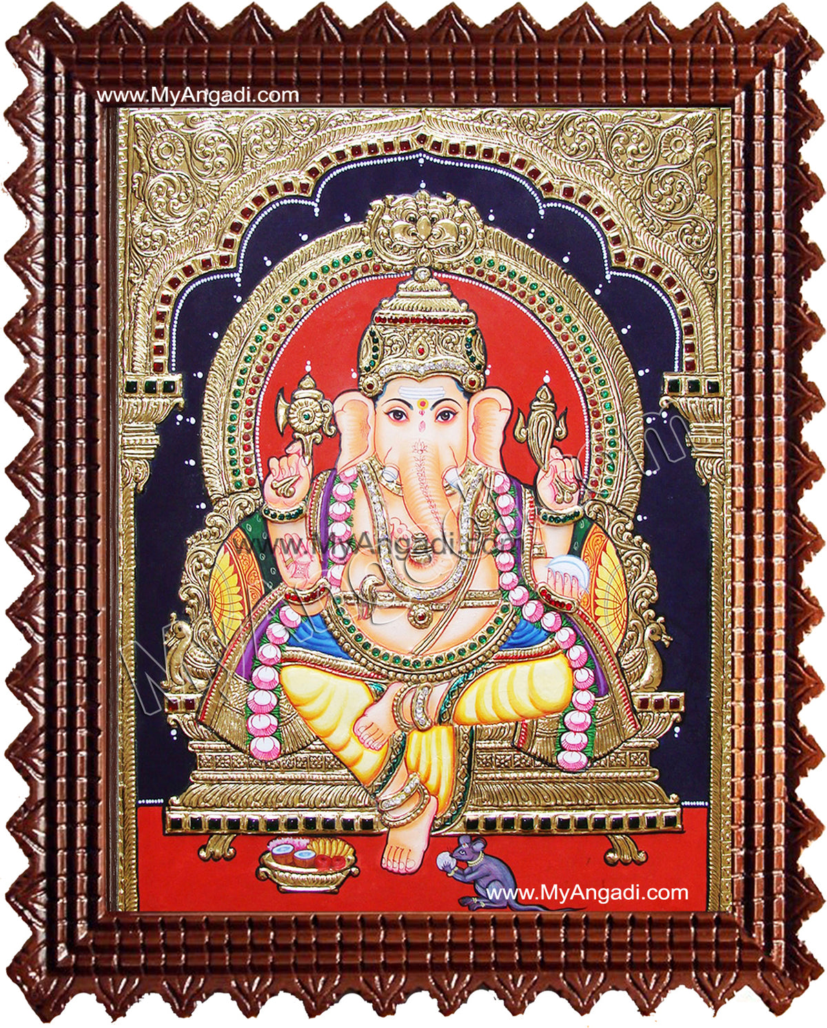 Yellow Dhoti Ganesha Tanjore Painting