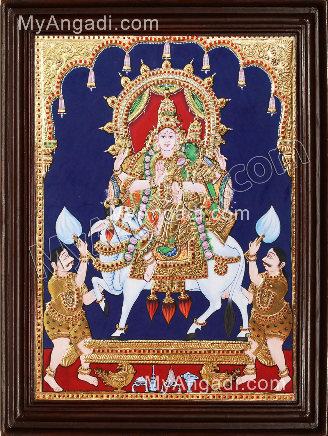 Pradosham Shiva Parvathi in Nandhi Tanjore Painting