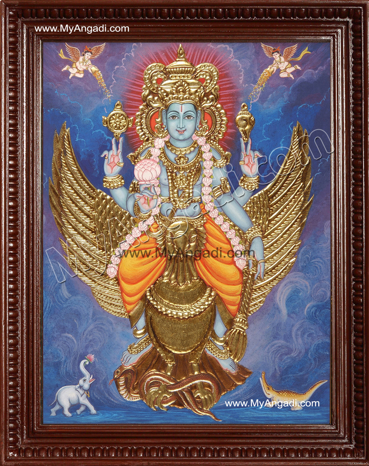 Narayanan Gajendra Moksham Tanjore Painting