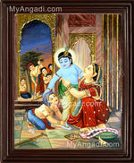 Krishna with Yasotha Tanjore Painting
