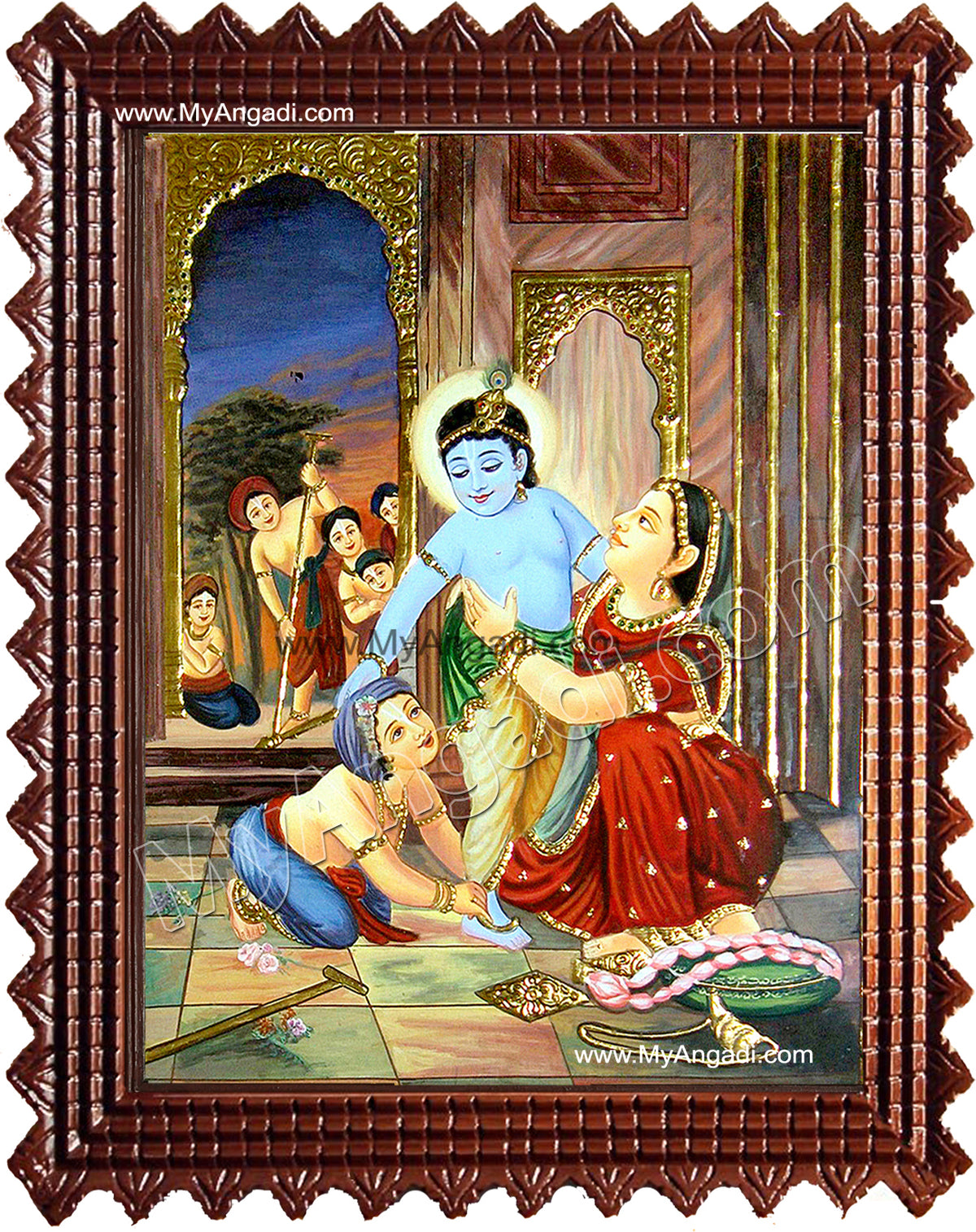 Krishna with Yasotha Tanjore Painting