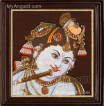 Face Krishna Playing Flute Tanjore Painting