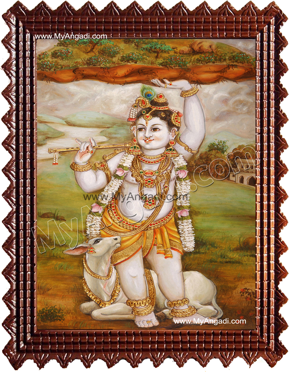 Govardhana Krishna Tanjore Painting