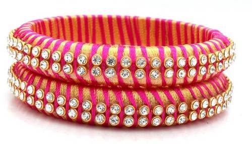 Pink Gold Silk Thread Bangle