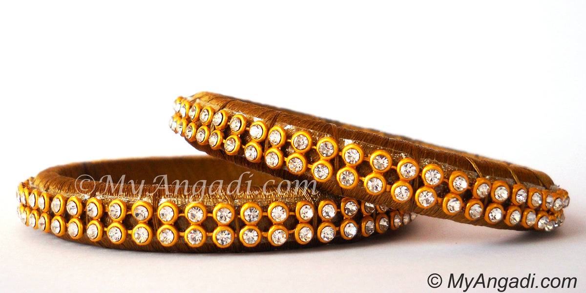 Khaki Colour Silk Thread Bangles