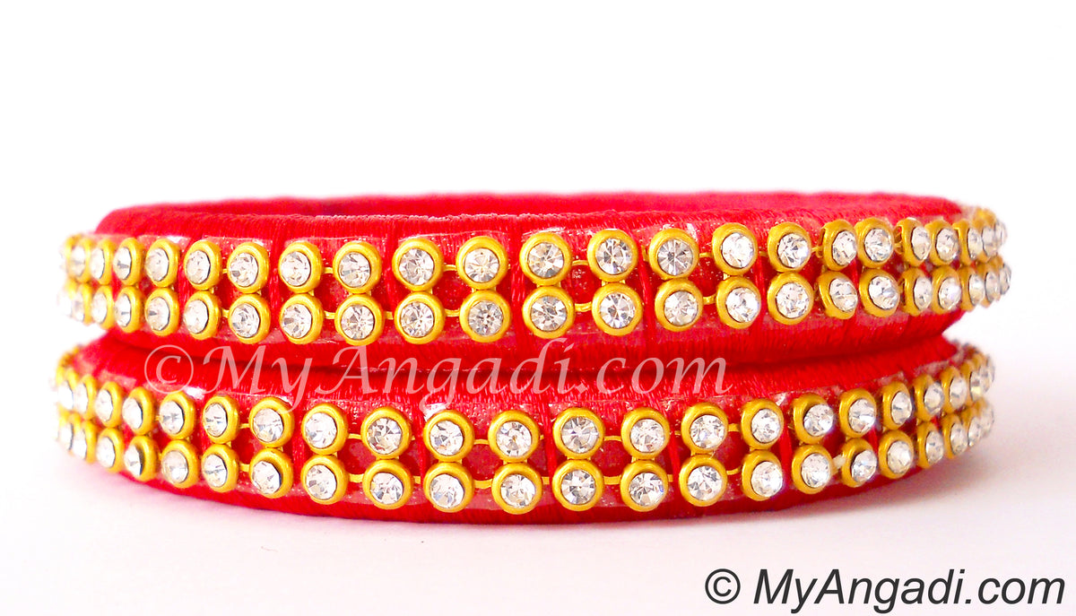 Red Colour Silk Thread Bangles