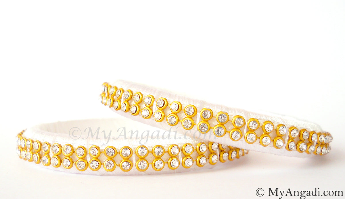 White Colour Silk Thread Bangles