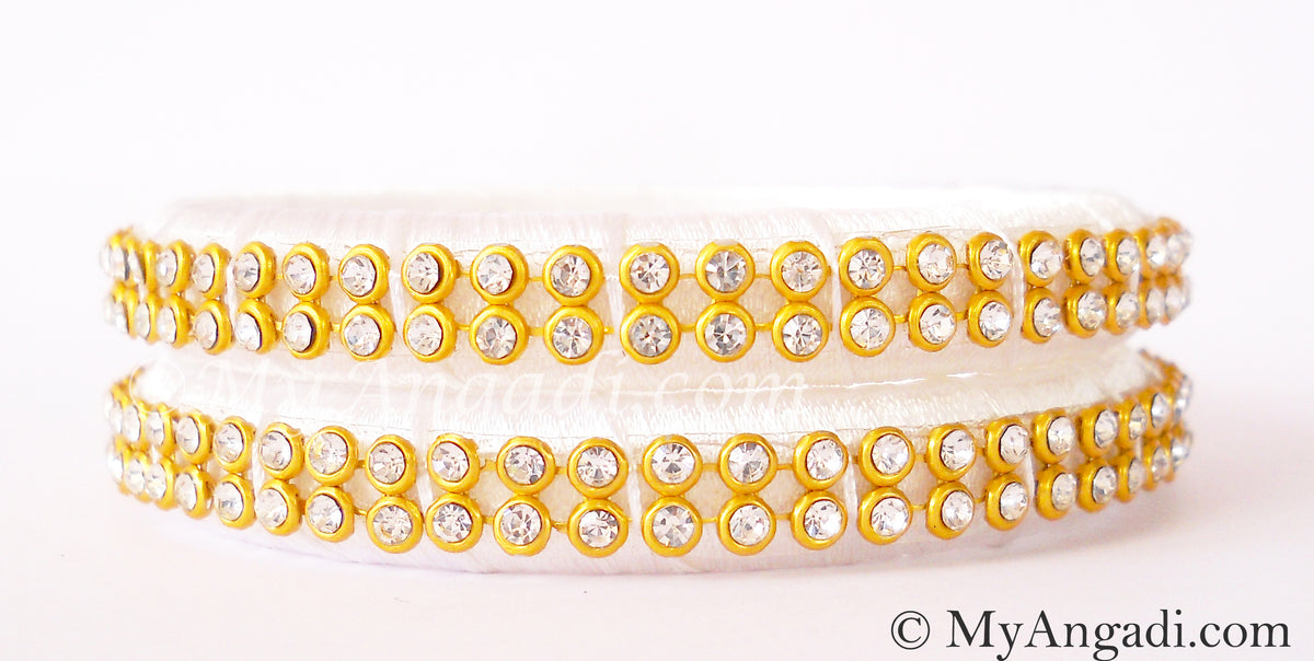 White Colour Silk Thread Bangles