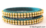 Teal Green Colour Silk Thread Bangles