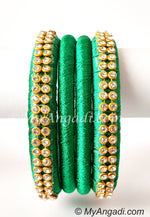 Green Colour Silk Thread Bangles