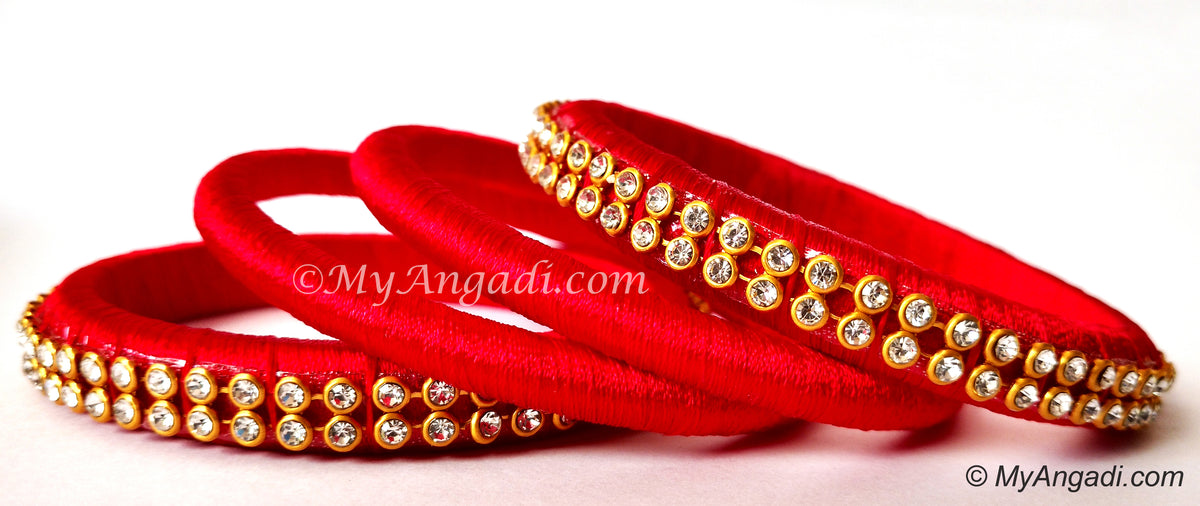 Red Colour Silk Thread Bangles