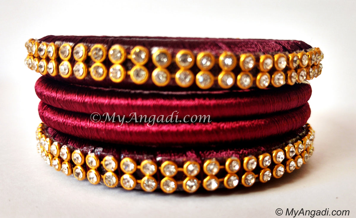 Maroon Colour Silk Thread Bangles
