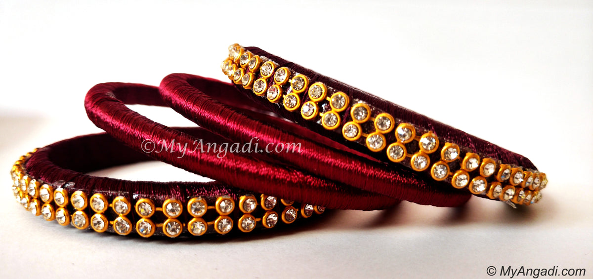 Maroon Colour Silk Thread Bangles