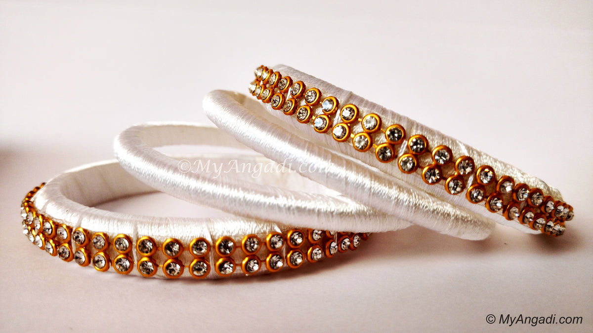 White Colour Silk Thread Bangles