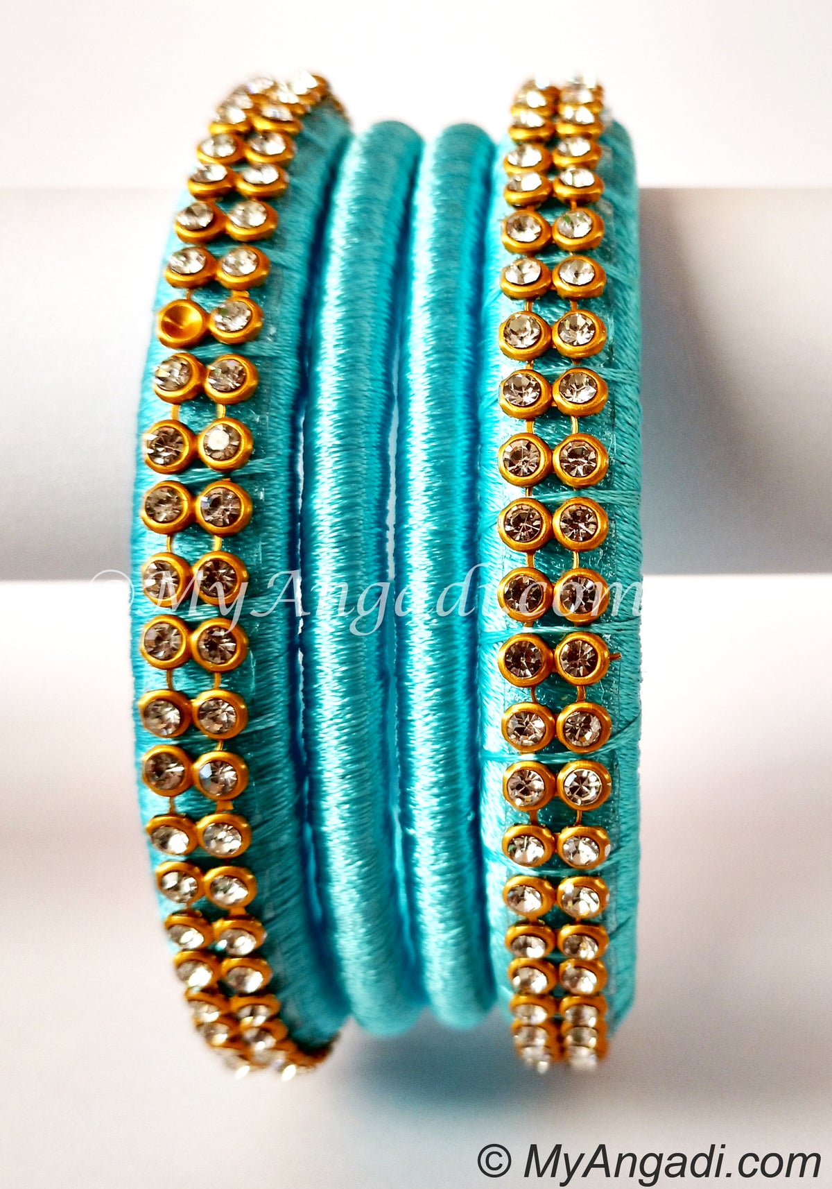 Turquoise Colour Silk Thread Bangles