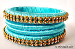 Turquoise Colour Silk Thread Bangles