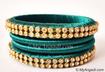 Teal Green Colour Silk Thread Bangles