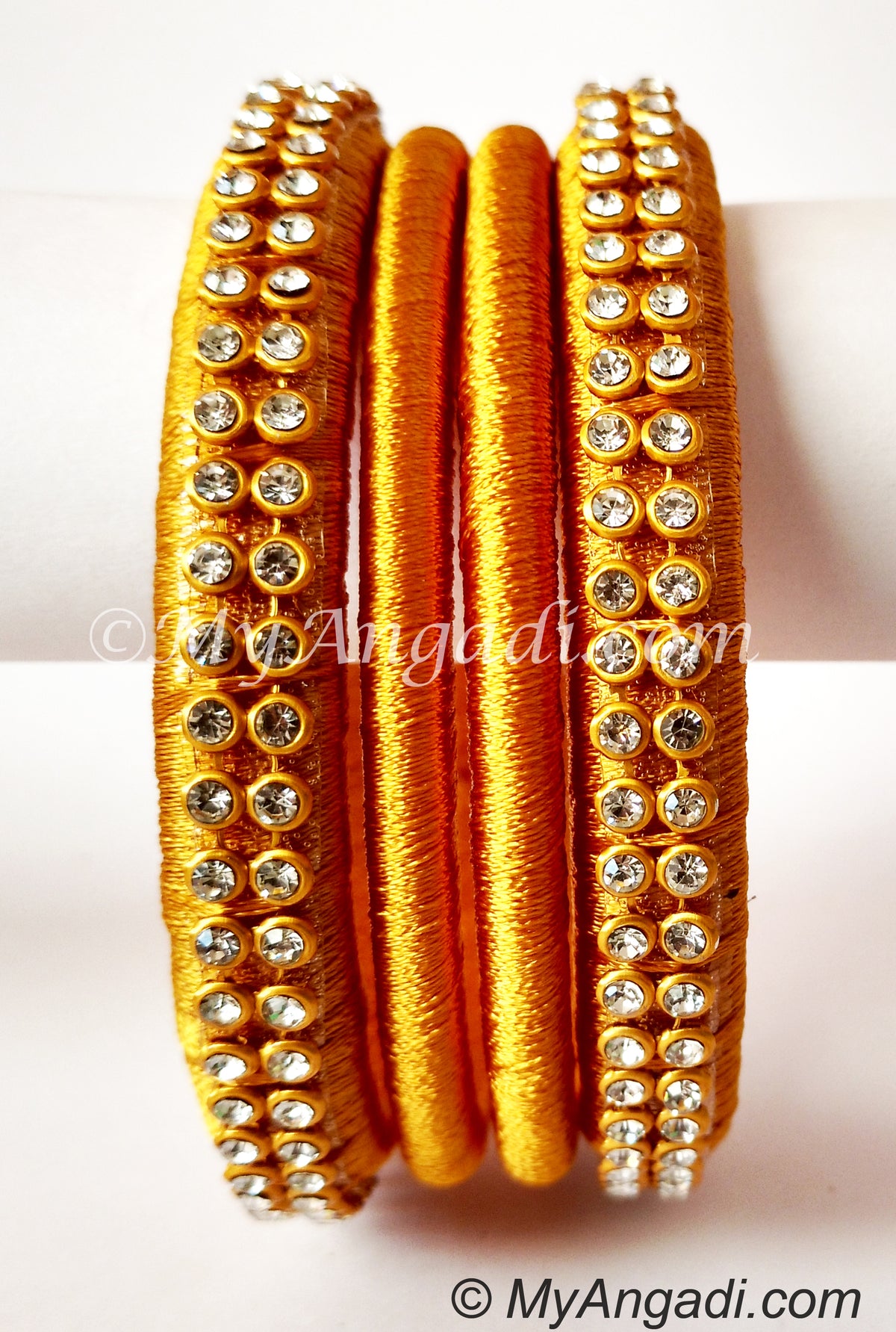 Dark Yellow Colour Silk Thread Bangles