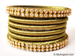Olive Green Colour Silk Thread Bangles