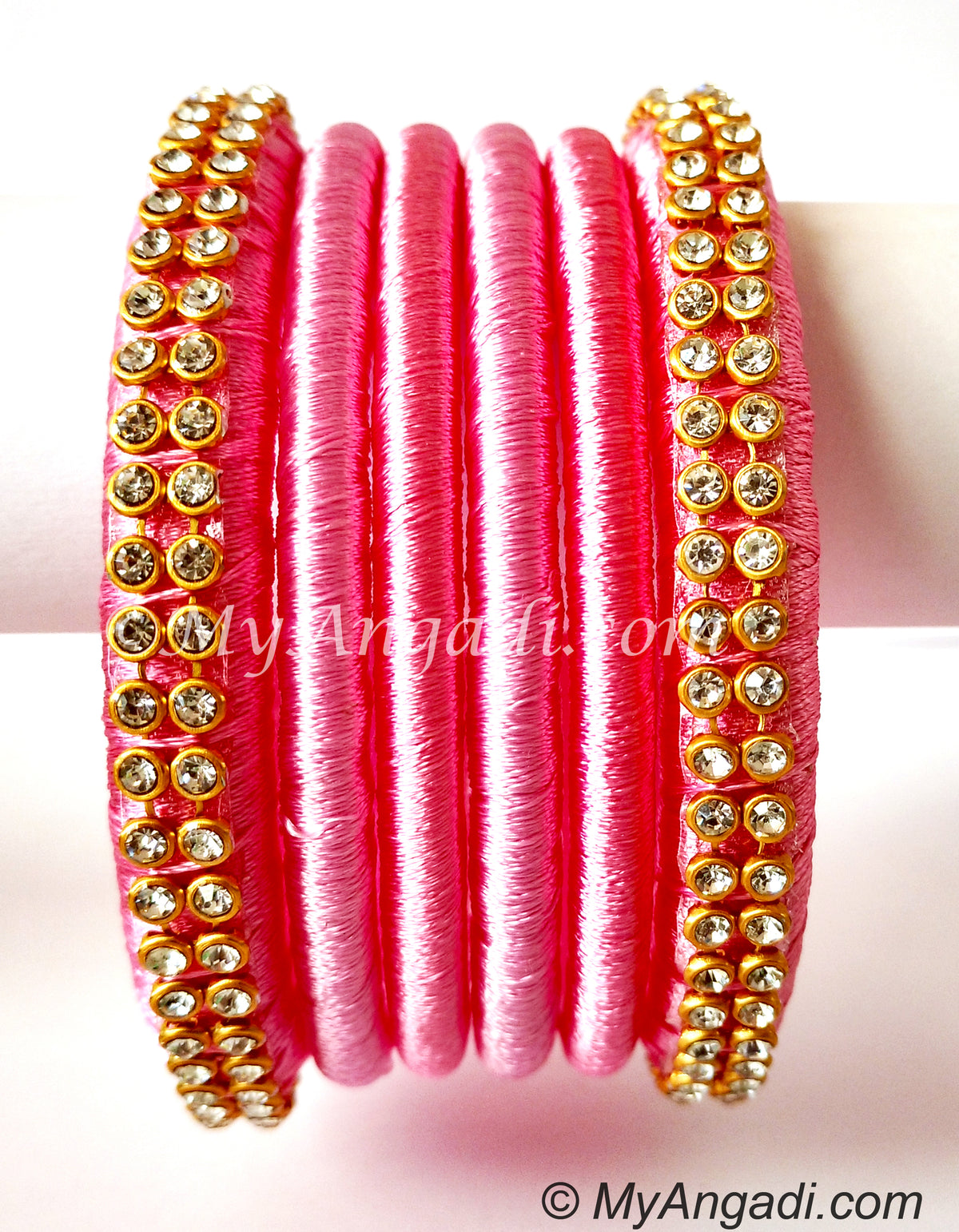 Rose Colour Silk Thread Bangles