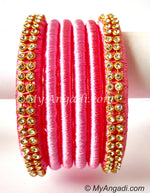 Rose Colour Silk Thread Bangles