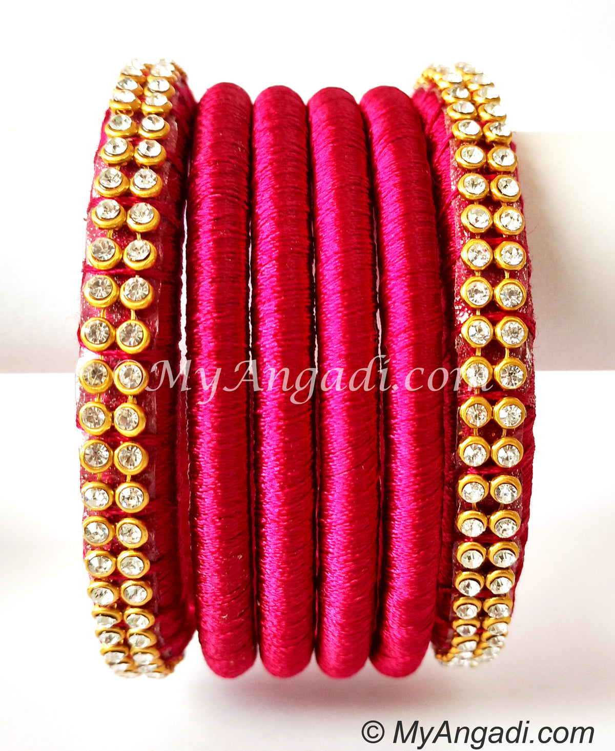 Magenta Colour Silk Thread Bangles