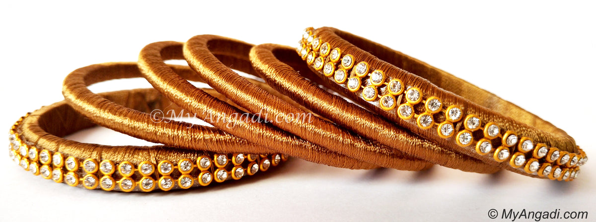 Kakki Colour Silk Thread Bangles