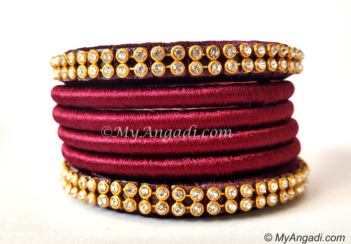 Maroon Colour Silk Thread Bangles