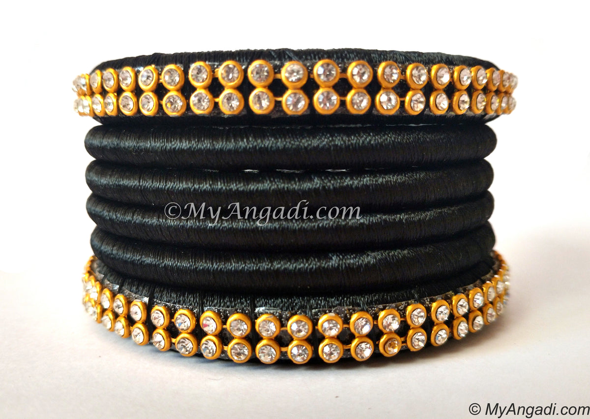 Black Colour Silk Thread Bangles