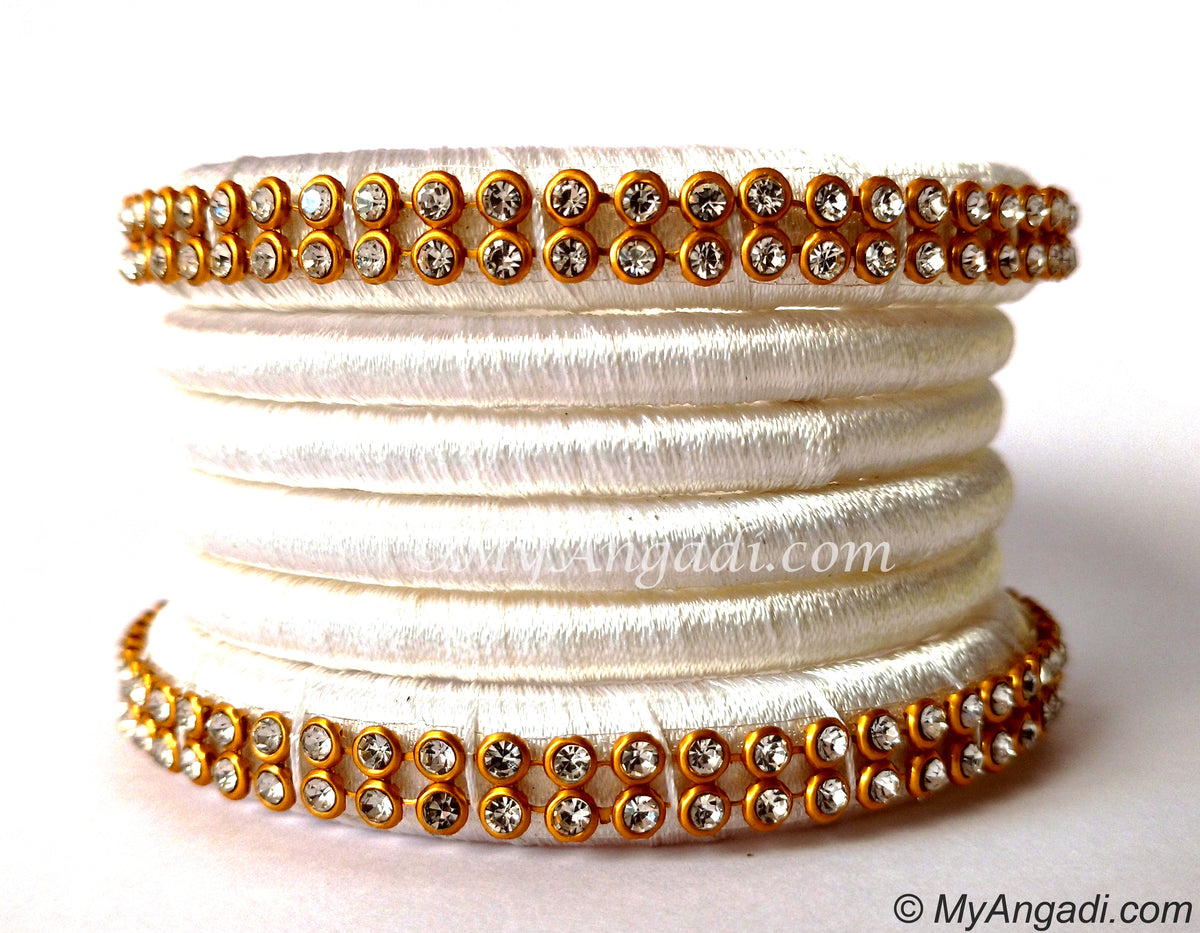 White Colour Silk Thread Bangles