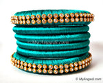 Teal Green Colour Silk Thread Bangles
