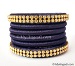 Dark Blue Colour Silk Thread Bangles