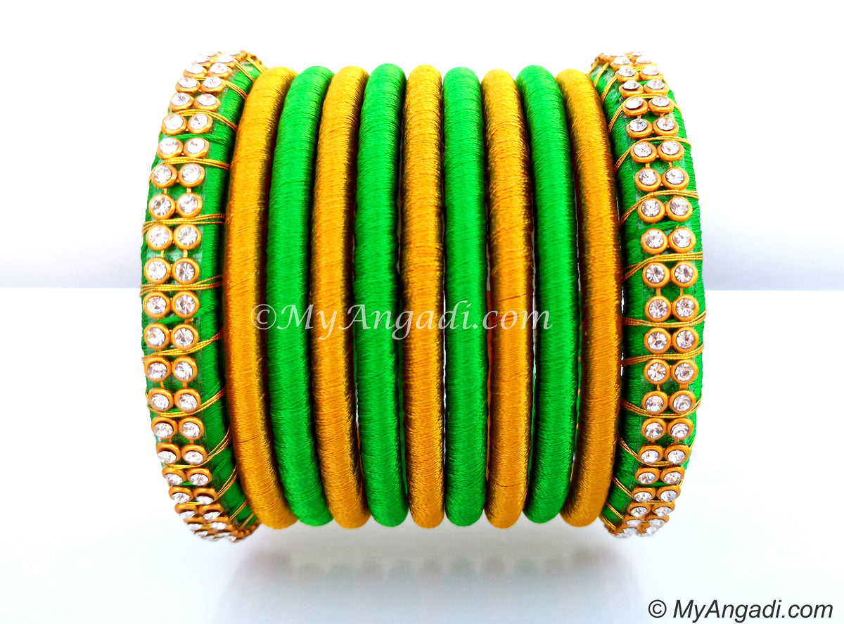 Light Green Colour Silk Thread Bangles