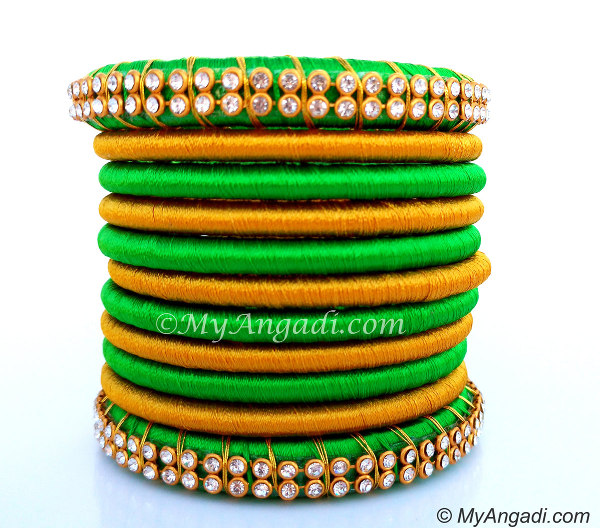 Light Green Colour Silk Thread Bangles