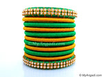Green Colour Silk Thread Bangles