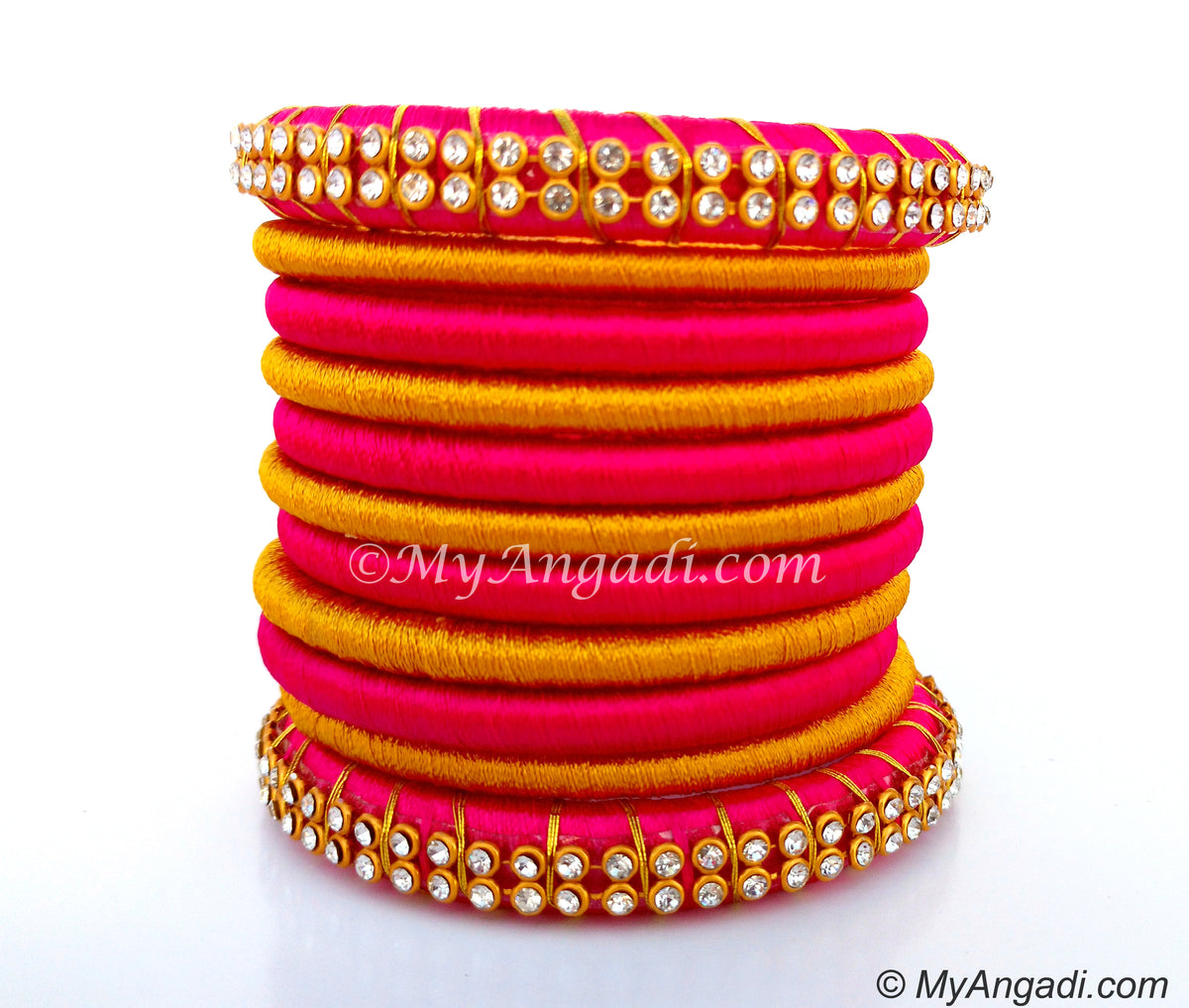 Pink Colour Silk Thread Bangles