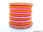 Rose Colour Silk Thread Bangles