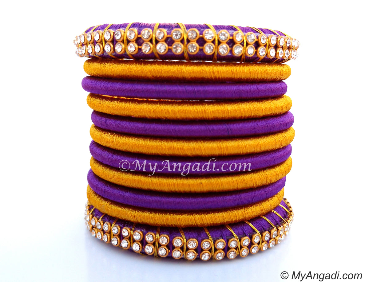 Violet Colour Silk Thread Bangles