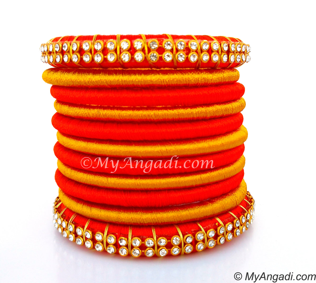 Orange Colour Silk Thread Bangles