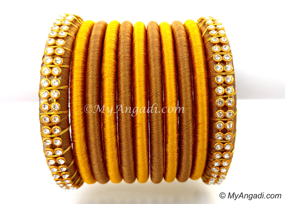 Kakki Colour Silk Thread Bangles