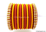 Brick Red Colour Silk Thread Bangles