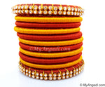 Brick Red Colour Silk Thread Bangles