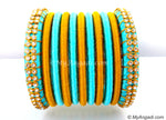 Turquoise Colour Silk Thread Bangles