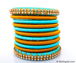 Turquoise Colour Silk Thread Bangles