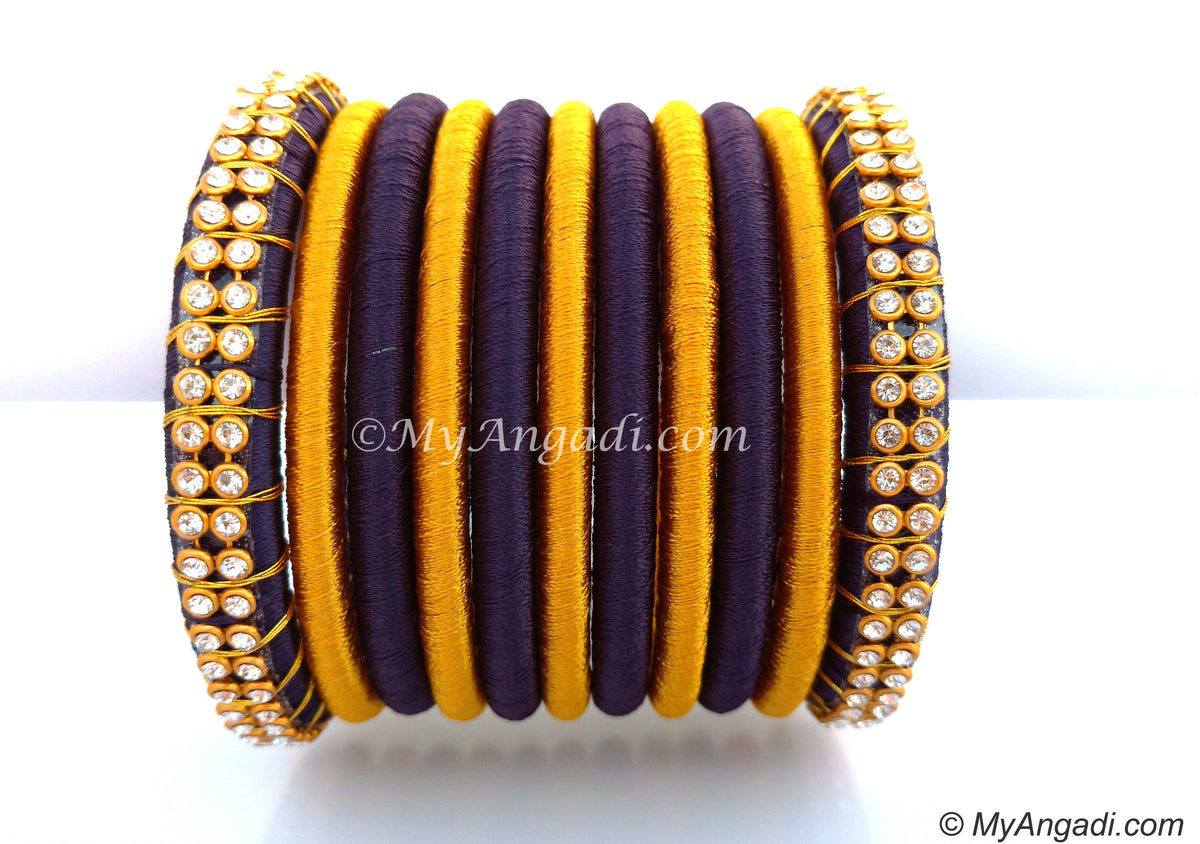 Dark Blue Colour Silk Thread Bangles