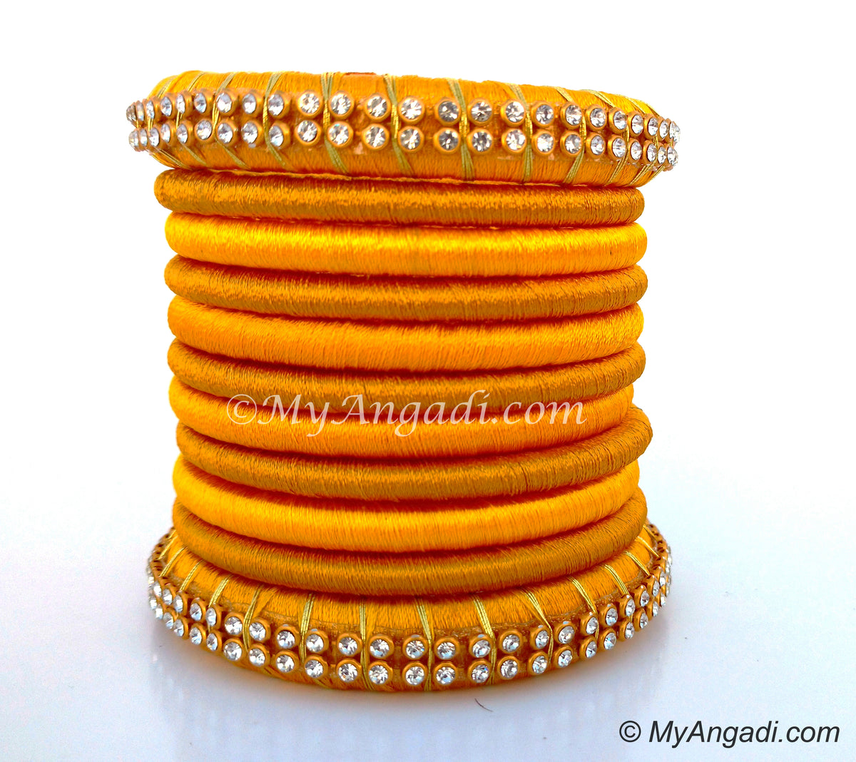 Yellow Colour Silk Thread Bangles