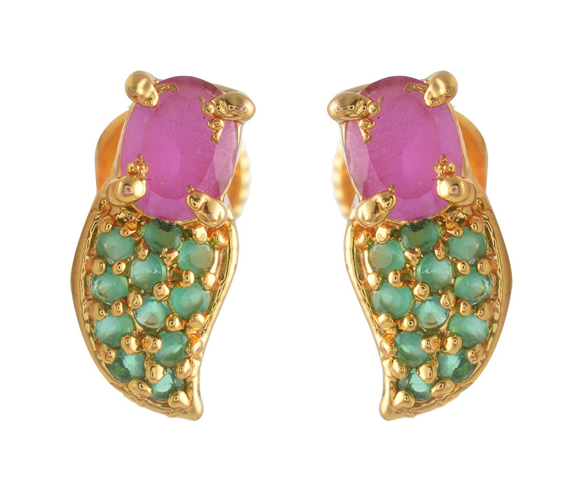 Green with Ruby Stone Stud
